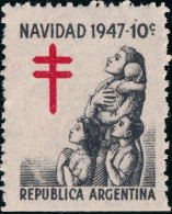 ARGENTINE / ARGENTINA - 1945 10c Christmas Seal / Anti-Tuberculosis Label - Neuf / Mint - Imperf At Bottom - Otros & Sin Clasificación