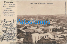 212952 PARAGUAY ASUNCION VISTA GENERAL & MAP MAPA POSTAL POSTCARD - Paraguay