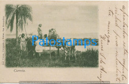 212957 PARAGUAY COSTUMES CART CARRETA A COW CIRCULATED TO ARGENTINA POSTAL POSTCARD - Paraguay
