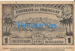 212959 PARAGUAY SAN BERNARDINO CORREOS CINCUENTENARIO YEAR 1931 POSTAL STATIONERY POSTCARD - Paraguay