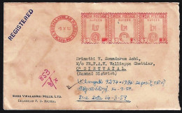 India 1958 Registered Franking Cover (17+24+24 Paisa), Due Date Payment 1959, Madurai To Ramnad (**) Inde Indien - Storia Postale