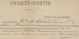 1883 NAVIGATION CHARTE PARTIE Bordeaux Cabrol Jeune Armateur & Capitaine Ollive Navire « Emmanuel » St Pierre Martinique - 1800 – 1899