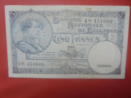 BELGIQUE 5 FRANCS 1938 Circuler (B.18) - 5 Franchi