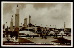 Ref 1632 - 1938 Empire Exhibition Scotland - Real Photo Postcard - Cascage & Lake Dominions Avenue - Expositions