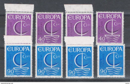 REPUBBLICA: 1966  EUROPA  CEPT  -   S. CPL. 2  VAL. N. -  RIPETUTA  4  VOLTE  -  SASS. 1029/30 - 1966