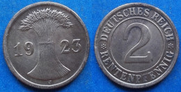 GERMANY - 2 Rentenpfennig 1923 J KM# 31 Weimar Republic Rentenmark Coinage (1923-1929) - Edelweiss Coins - 2 Rentenpfennig & 2 Reichspfennig