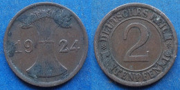 GERMANY - 2 Rentenpfennig 1924 A KM# 31 Weimar Republic Rentenmark Coinage (1923-1929) - Edelweiss Coins - 2 Renten- & 2 Reichspfennig