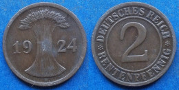 GERMANY - 2 Rentenpfennig 1924 D KM# 31 Weimar Republic Rentenmark Coinage (1923-1929) - Edelweiss Coins - 2 Rentenpfennig & 2 Reichspfennig