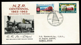 Ref 1632 - New Zealand 1963 FDC - N.Z. Railway Centennial - Lettres & Documents