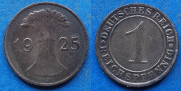 GERMANY - 1 Reichspfennig 1925 J KM# 37 Weimar Republic Reichsmark Coinage (1924-1938) - Edelweiss Coins - 1 Renten- & 1 Reichspfennig