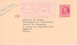 Ganzsache Mayo Clinic Rochester 1957 > Melle De Clercq Toxicologie Paris - Meter Stamp - Beste Klinik Der USA - 1941-60