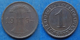 GERMANY - 1 Reichspfennig 1934 A KM# 37 Weimar Republic Reichsmark Coinage (1924-1938) - Edelweiss Coins - 1 Renten- & 1 Reichspfennig