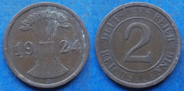 GERMANY - 2 Reichspfennig 1924 A KM# 38 Weimar Republic Reichsmark Coinage (1924-1938) - Edelweiss Coins - 2 Renten- & 2 Reichspfennig