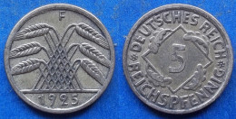 GERMANY - 5 Reichspfennig 1925 F KM# 39 Weimar Republic Reichsmark Coinage (1924-1938) - Edelweiss Coins - 5 Rentenpfennig & 5 Reichspfennig