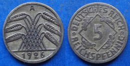 GERMANY - 5 Reichspfennig 1926 A KM# 39 Weimar Republic Reichsmark Coinage (1924-1938) - Edelweiss Coins - 5 Renten- & 5 Reichspfennig