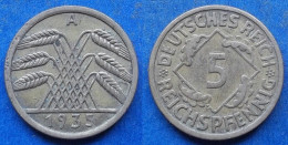 GERMANY - 5 Reichspfennig 1935 A KM# 39 Weimar Republic Reichsmark Coinage (1924-1938) - Edelweiss Coins - 5 Renten- & 5 Reichspfennig