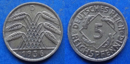 GERMANY - 5 Reichspfennig 1936 D KM# 39 Weimar Republic Reichsmark Coinage (1924-1938) - Edelweiss Coins - 5 Rentenpfennig & 5 Reichspfennig