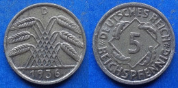 GERMANY - 5 Reichspfennig 1936 D KM# 39 Weimar Republic Reichsmark Coinage (1924-1938) - Edelweiss Coins - 5 Renten- & 5 Reichspfennig