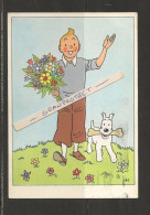 KUIFJE-TINTIN+BOBBY-HERGE-VERJAARDAGSKAART-CARTE-D'ANNIVERSAIRE-ENVOYEE-1960-CASTERMAN-TOURNAI-RARE-VOYEZ LES 2 SCANS! - Hergé