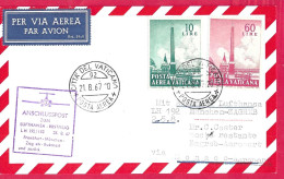 GERMANY - ERSTFLUG LUFTHANSA LH 192/193 FROM FRANKFURT TO ZAGREB *25.8.67* - SPECIAL CARD FROM VATICANO - Premiers Vols