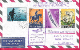 GERMANY - ERSTFLUG LUFTHANSA LH 692 FROM FRANKFURT TO DJAKARTA *2.7.67* - COVER MAILED FROM SAN MARINO - First Flight Covers