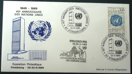 1985 FRANCE 40 Anniversaire Des NATIONS UNIES ONU FDC   Markophilie Sonderstempel  Date 23 11 1985 - Collections (sans Albums)