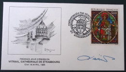 1985 FRANCE Vitrail Stainet Glass Kirchenfenster Catedrale Münster Strasbourg  FDC  Markophilie Sonderstempel - Collections (sans Albums)