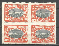 INGRIE FINLANDIA 1920 YVERT NUM. 12 ** NUEVOS SIN FIJASELLOS EN BLOQUE DE 4 - Unused Stamps