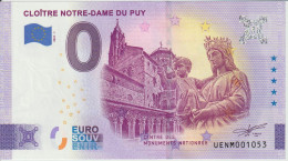 Billet Touristique 0 Euro Souvenir France 43 Cloitre Notre Dame Du Puy 2023-1 UENM001053 - Essais Privés / Non-officiels