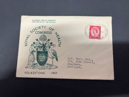 2-9-2023 (4 T 4) UK FDC Cover - 1957 - (1 Cover) Royal Society Of Health Congress In Folkestone - 1952-1971 Pre-Decimal Issues