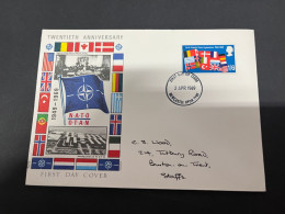 2-9-2023 (4 T 4) UK FDC Cover - 1969 - (1 Cover) NATO / OTAN 20th Anniversary - 1952-1971 Pre-Decimal Issues