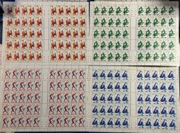 HONG KONG 1996 OLYMPIC GAMES, SET OF 4 IN COMPLETE SHEET OF 50, WITHOUT PHOSPHOR - Blokken & Velletjes