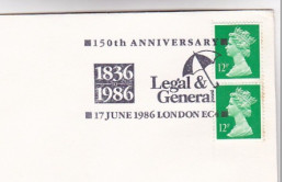 1986 UMBRELLA Cover INSURANCE Anniv LEGAL & GENERAL EVENT GB Stamps Finance - Costumes