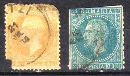 1876 - Roumanie - Prince Karl 1er - 2 Timbres - 1858-1880 Moldavia & Principality