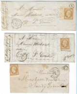 0013. 3Lettres N°13 Type 1 - Càd St Léonard (HAUTE VIENNE) -  Boite Rurale A,B Et C -  Coin De F., BDF & NEUF Sur Lettre - 1849-1876: Période Classique