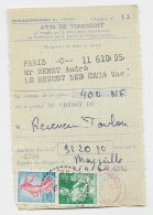 N° 1231 +1233 AVIS DE VIREMENT LE REVEST VAR 2.9.1960 AU TARIF - 1957-1959 Moissonneuse