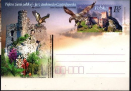Pologne 2007 Eagle Aigle Castle Château Flowers Fleurs Entier Carte Postale - Aigles & Rapaces Diurnes