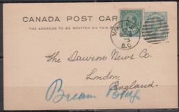 Canada    CP Entier 1c   + 1 Timbre De  1c  De VANCOUVER   Le 18 SEPT 1905  Pour LONDON - 1903-1954 De Koningen