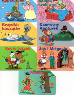 POLAND - MAGNETIC CARD - COMPLET SET TALES - PINOCCHIO SLEEPING BEAUTY CINDERELLA HANSEL & GRETEL - 7 CARDS - Pologne