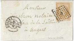 0013. DevT Lettre N°13 Bistre Clair "Coin De Feuille" Au Type I - Càd Angers (MAINE Et LOIRE) - Août 1858 - 1849-1876: Période Classique