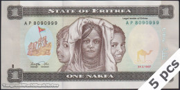 DWN - ERITREA P.1 - 1 Nakfa 1997 UNC - Various Prefixes - DEALERS LOT X 5 - Eritrea