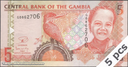 DWN - GAMBIA P.25c - 5 Dalasis ND (2014) UNC - Various Prefixes - DEALERS LOT X 5 - Gambie