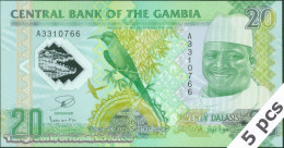 DWN - GAMBIA P.30 - 20 Dalasis 2014 UNC Polymer - Various Prefixes - DEALERS LOT X 5 - Gambie