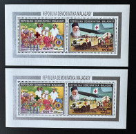 Madagascar Madagaskar 1993 INVERTED Red Green Overprint Red Cross Henri Dunant Croix Rouge Lions International Rotary - Madagaskar (1960-...)