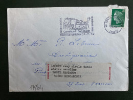 LETTRE TP M DE CHEFFER 0,30 OBL.MEC29-7 1974 40 MONT DE MARSAN RP LANDES+VIGNETTE REEXPEDITION POSTE RESTANTE BISCAROSSE - 1967-1970 Marianne Of Cheffer