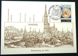 1988 France YT Tbre 2552 Entier Postal Carte Maximum 1er Jour - Strasbourg Bimiillénaire Cachet Spécial Sonderstempel - Collections (sans Albums)