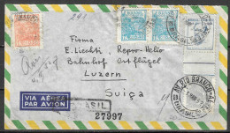 1952  Brazil Brasil Cover Envelope AV. RIO BRANCO VIA AEREA  AIRMAIL  TO LUZERN  SUISSE Switzerland  FLORIANO PEIXOTO - Storia Postale