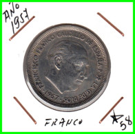 ESPAÑA  ( EUROPA ) -  MONEDA DE 50 Ptas. FRANCO (  NIKEL  ). DEL AÑO 1957 * 58 *  ( CIRCULADA ) - 50 Peseta