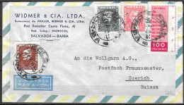 1962 Brazil Brasil Cover Envelope WIDMER & CIA BAHIA VIA AEREA  AIRMAIL TO ZURICH ZUERICH SUISSA SUISSE Switzerland   - Storia Postale