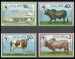 Malawi, 1989 (#533-36l), African Development Bank, Cows, Vacas, Kühe, Mucche, Vaches, Fauna, Animals, Telecommunication - Vaches